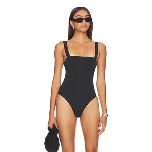 House of Harlow, black, one piece flower embossed swimsuit
